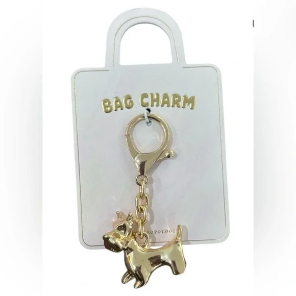 NWT Anthropologie Gold Dog Bag Charm/Key Chain - Picture 1 of 3